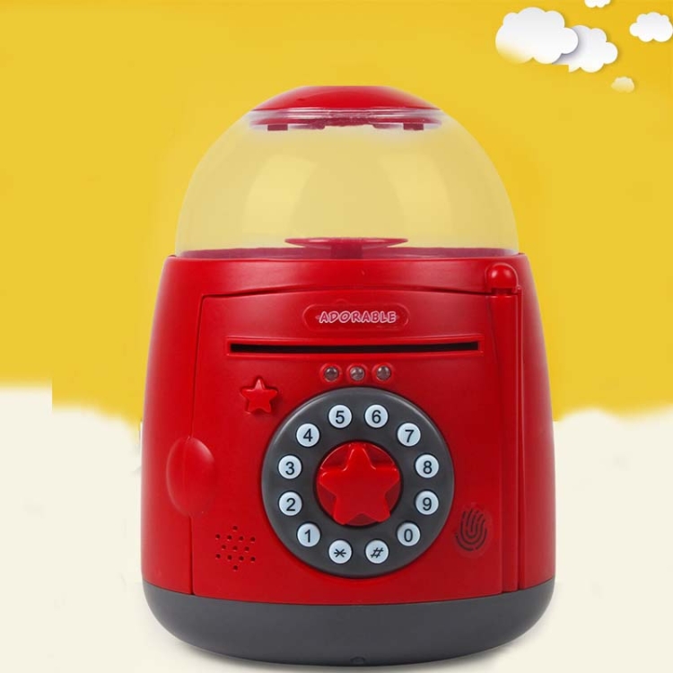 

Egg Steamer Shape Automatic Accoun Fingerprint Piggy Bank(Red Gray)