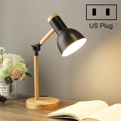 

T1062 Dormitory Eye Protection Desk Lamp Bbedroom Bedside Wood Lamp, Power source: US Plug(Black)