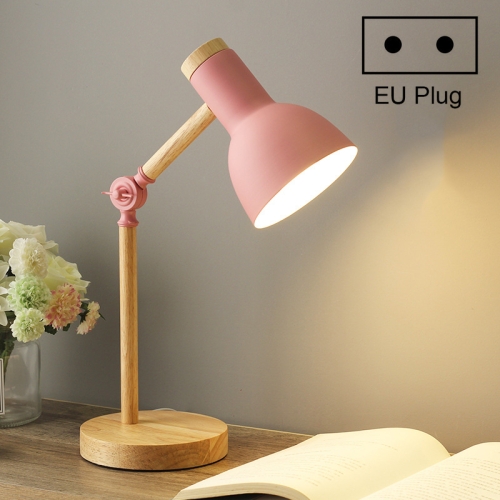 

T1062 Dormitory Eye Protection Desk Lamp Bedroom Bedside Wood Lamp, Power source: EU Plug(Pink)