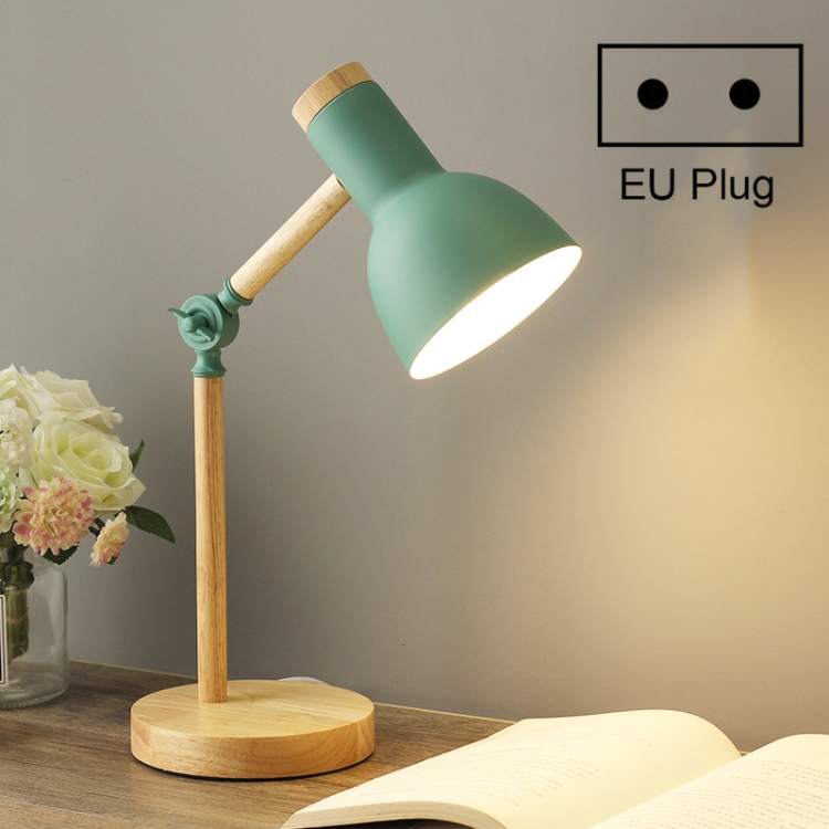 

T1062 Dormitory Eye Protection Desk Lamp Bedroom Bedside Wood Lamp, Power source: EU Plug(Green)