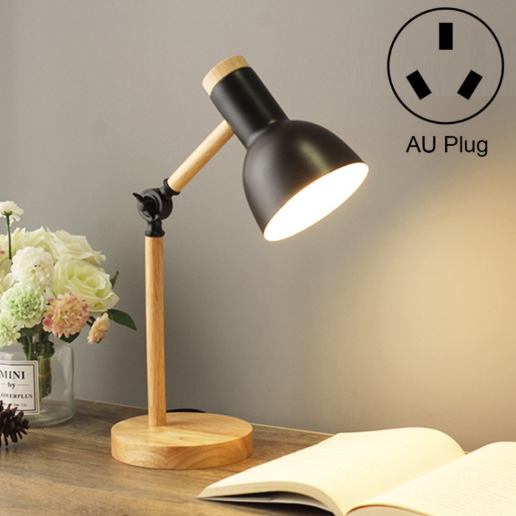 

T1062 Dormitory Eye Protection Desk Lamp Bbedroom Bedside Wood Lamp, Power source: AU Plug(Black)