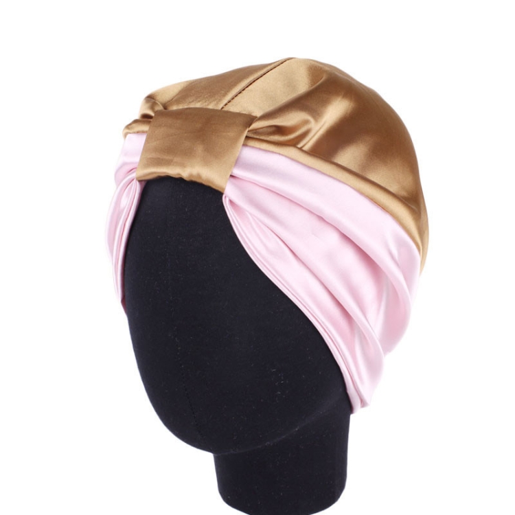 

3 PCS TJM-433 Double Layer Elastic Headscarf Hat Silk Night Cap Hair Care Cap Chemotherapy Hat, Size: M (56-58cm)(Khaki Pink)