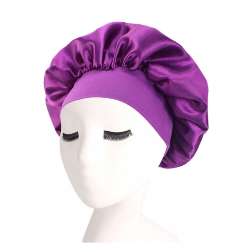 

2 PCS TJM-301 Night Cap With Wide Brim And Elasticity Headband Ladies Chemotherapy Cap Hair Care Hat, Size: M 56-58cm(Deep Purple)