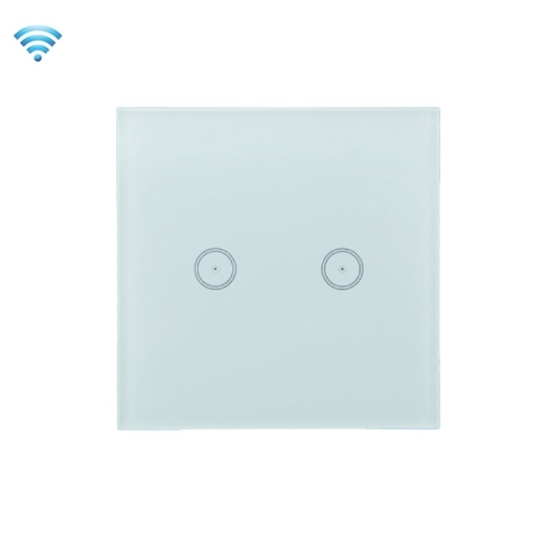 

Wifi Wall Touch Panel Switch Voice Control Mobile Phone Remote Control, Model: White 2 Gang (Zero Firewire Wifi )