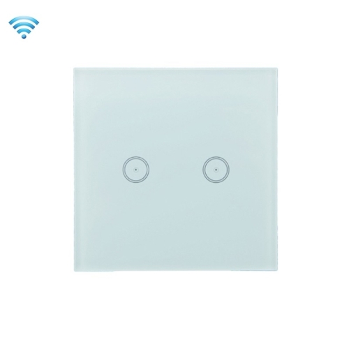 

Wifi Wall Touch Panel Switch Voice Control Mobile Phone Remote Control, Model: White 2 Gang (Zero Firewire Zigbee )