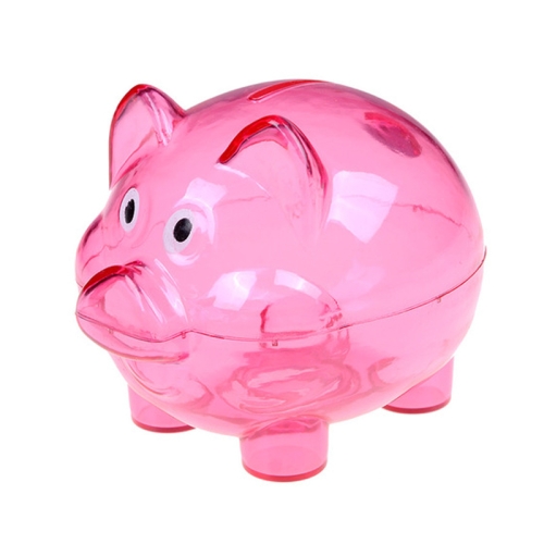 

Transparent Plastic Money Saving Box Case Coins Piggy Bank Cartoon Pig Shaped, Size:10*7*8cm(Red)