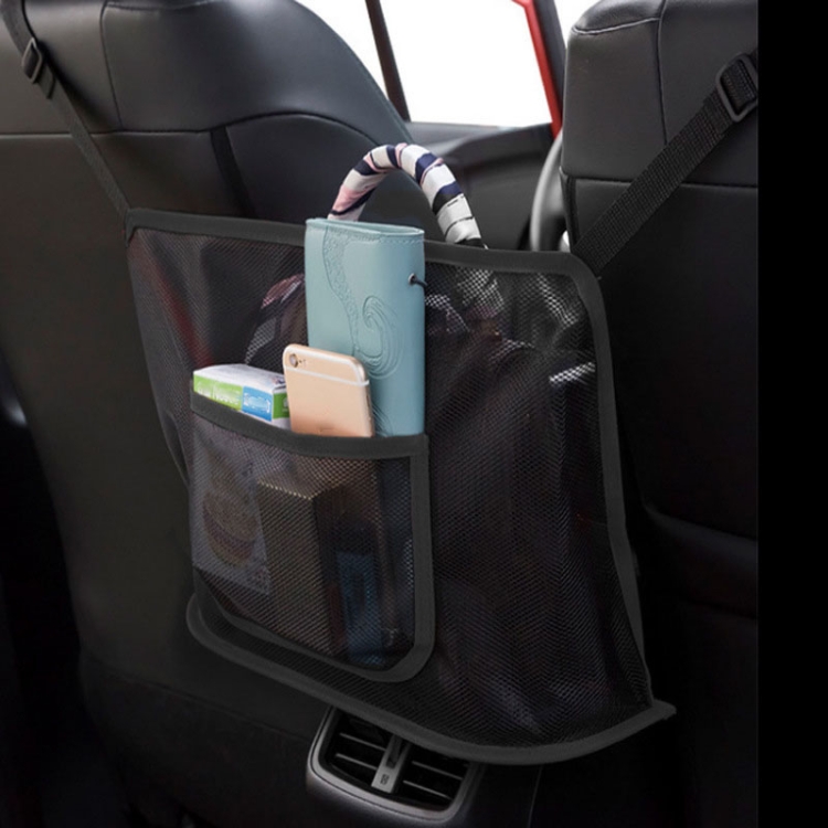 

2 PCS Car Storage Net Pocket Between Two Seats Car Screen Suspension Type Storage Bag Universal, Physical dimension: 40x12x26cm(Upgrade Black)
