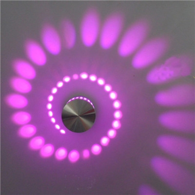 

3W Modern Interior Creative Spiral Round Wall Lamp for Club, KTV, Corridor, Aisle, Background Wall Decoration Lamp Wall Mounted(Purple Light)