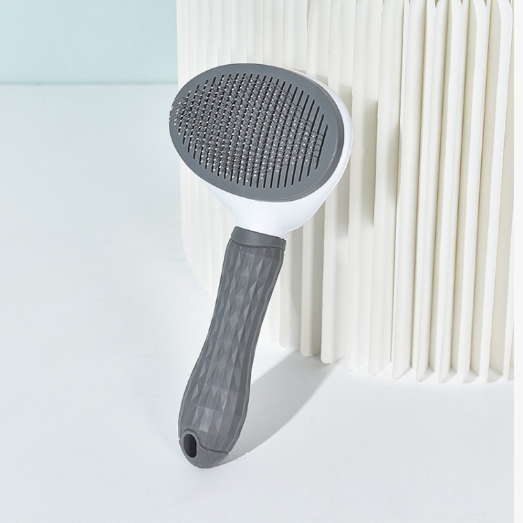 

2 PCS Stainless Steel Needle Automatic Cleaning Pet Hair Removal Dog Brush Pet Comb(Gray Fine Needle)