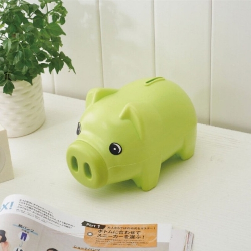 

2 PCS Cartoon Pig Bank Coin Money Plastic Still Savings Toy Cash Safe Box(Green)