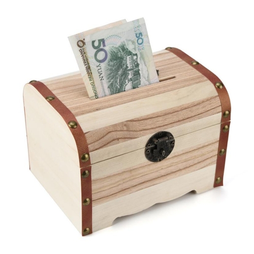 

Multi Function Treasure Chest Wooden Safe Piggy Bank