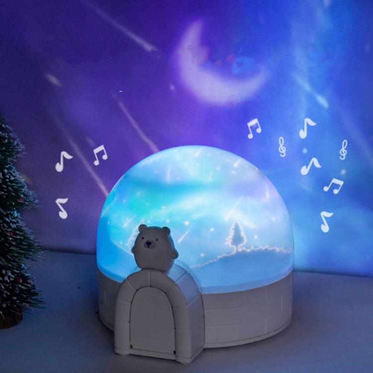 

Aurora Igloo Star Projector Lamp 3D Starry Sky LED Night Light Music Box Version (Polar Bear )