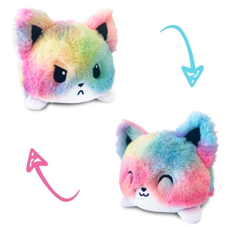

15cm Flipped Doll Double-Sided Expression Flipped Animal Cartoon Doll Plush Toy(Rainbow Kitten )