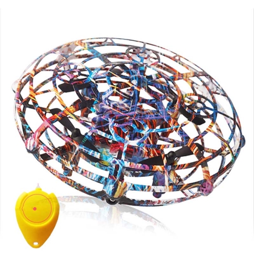 

UFO Aircraft Induction Flying Saucer Four-Axis Feel Intelligent Interactive Floating Fixed Height Toy(Star Color + Remote Control With Water Droplets)