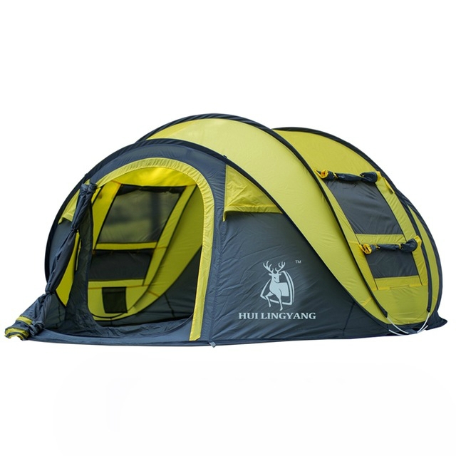 

Outdoor Automatic Tents Throwing Pop Up Waterproof Camping Hiking Tent Waterproof Large Family Tents(Yellow)