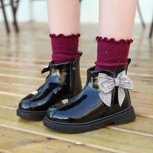 

Winter Plus Cashmere Boots Warm Leather Boots For Girls, Size: 26 Yards 16.3cm(Thin Cotton Black)