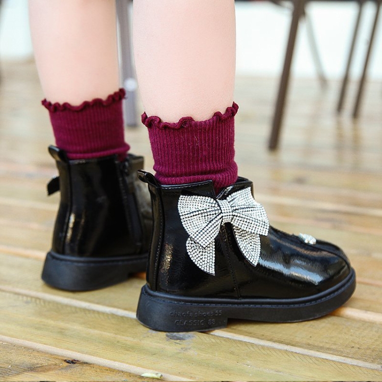 

Winter Plus Cashmere Boots Warm Leather Boots For Girls, Size: 29 Yards 18.10cm(Thick Cotton Black)