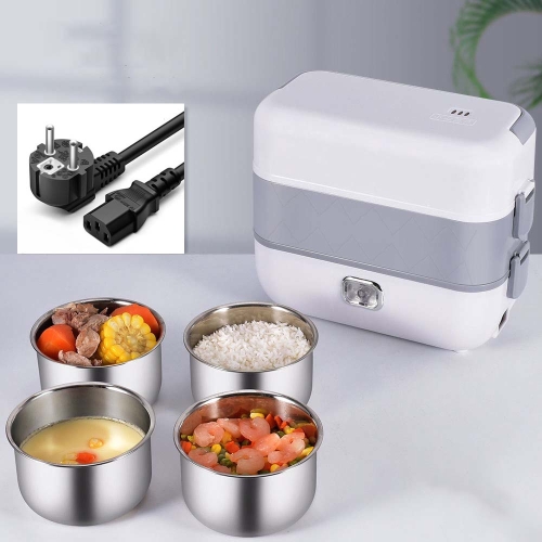 

Lunch Box With Electric Heating And Heat Preservation Can Be Plugged In Barrel Office Worker Rice Cooker, Specifications:EU Plug, Style:Four Gallbladder
