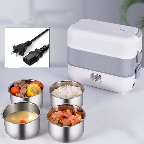 

Lunch Box With Electric Heating And Heat Preservation Can Be Plugged In Barrel Office Worker Rice Cooker, Specifications:US Plug, Style:Four Gallbladder