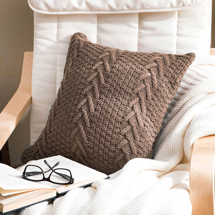 

Home Wool Knitted Pillowcase, Colour: Light Coffee, Size: 45 x 45 cm