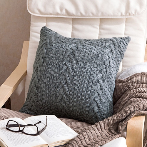 

Home Wool Knitted Pillowcase, Colour: Gray, Size: 45 x 45 cm