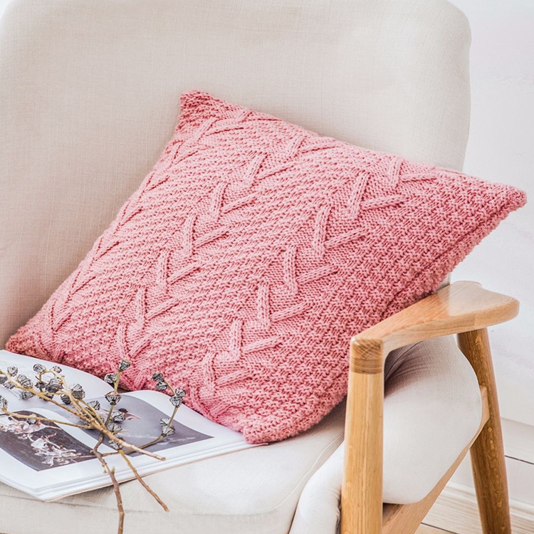 

Home Wool Knitted Pillowcase, Colour: Skin Powder, Size: 45 x 45 cm