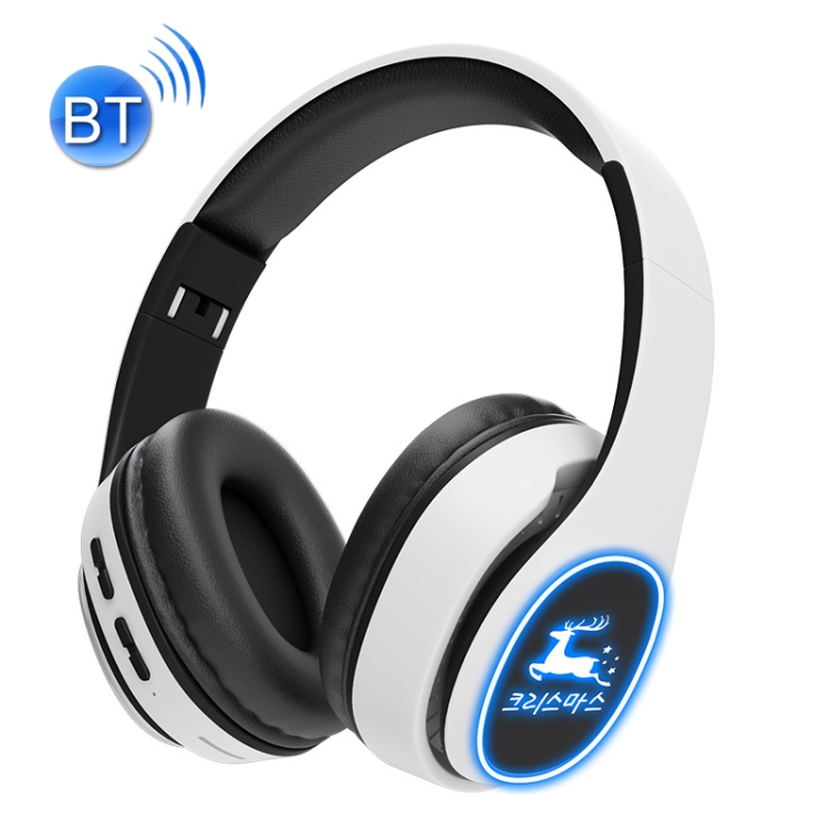 

Head-mounted Wireless Bluetooth Headset Luminous Card Music Headset, Style:Fawn(White )