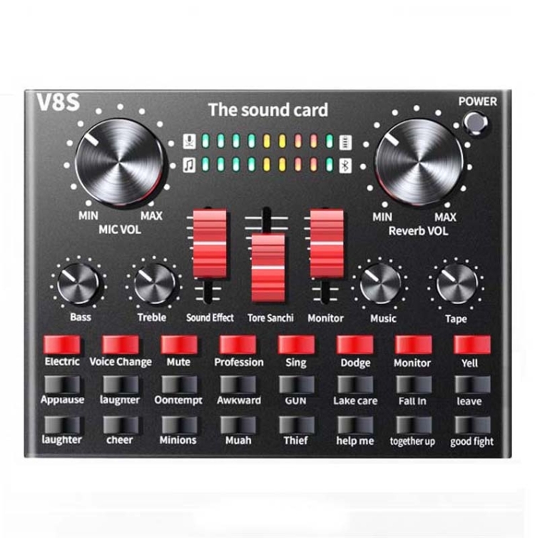 

V8S Sound Card Mobile Phone Computer Anchor Live K Song Recording Microphone, Specification: English Version
