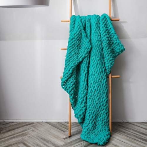 

Handmade Thick Wool Knitted Blanket Sofa Chenille Stick Knitted Blanket, Size: 130 x 160 CM(Green)