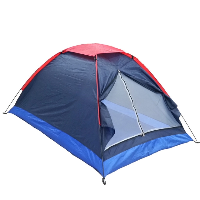 

2 Persons Camping Tent Single Layer Beach Outdoor Travel Windproof Waterproof Summer Awning Tents with Bag, Random Color Delivery