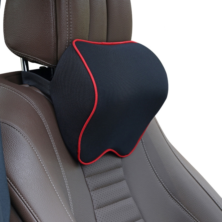 

Car Headrest Pillow Neck Pillow Car Memory Foam Cervical Pillow Interior Supplies(Black Red Edge)
