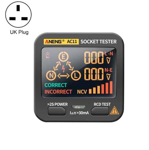 

ANENG AC11 Multifunctional Digital Display Socket Tester Electrical Ground Wire Tester(UK Plug)
