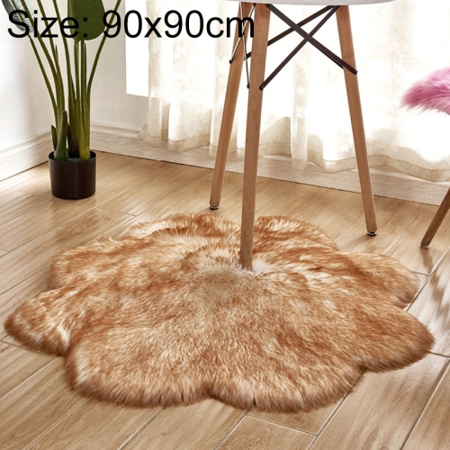 

Diameter 90CM Home Furnishing Imitation Wool Carpet Bedroom Living Room Floor Mat Bay Window Cushion Office Chair Cushion Sofa Cushion(White Yellow Tip)