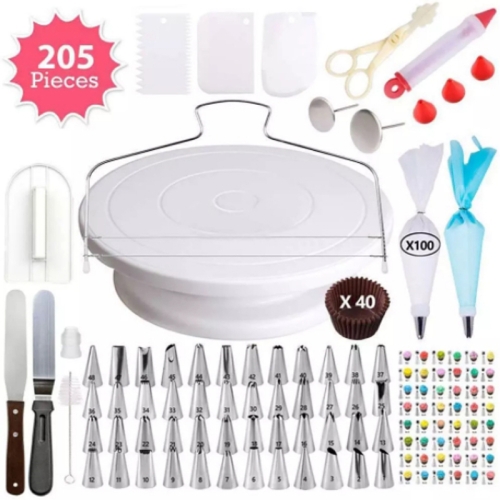 

205 in 1 Cake Decorating Turntable Set Cake Decorating Mouth Baking Utensils