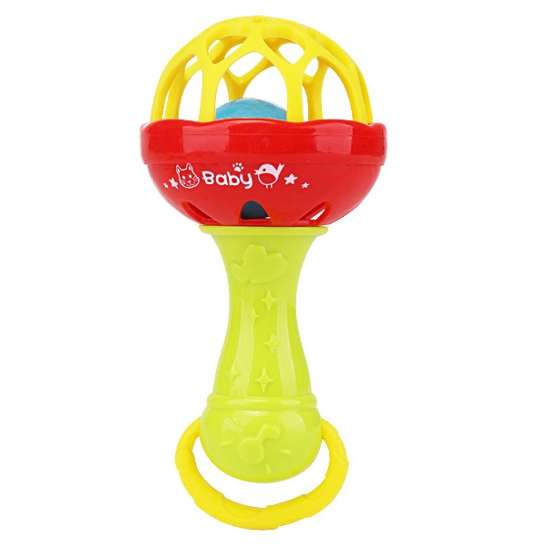 

Baby Rattles Toy Intelligence Grasping Gums Plastic Hand Bell Rattle Funny Educational Toy，Color Random Delivery