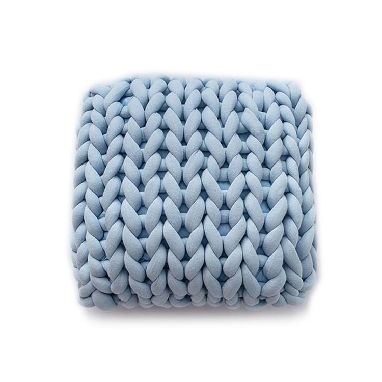 

Handmade Knitted Pillow Sofa Car Cushion, Size: 35 x 35 CM(Washed Blue)