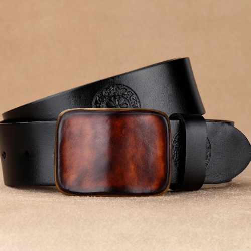 

Copper Buckle Genuine Leather Men Belt, Length (CM): 115cm(Black)