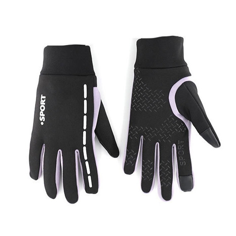 

QX-2020-007 Plush Warm Waterproof Anti-slip Touch Screen Outdoor Sports Gloves, Size: L(Purple)