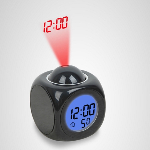 

Multi-function LED Projection Alarm Clock Voice Talking Clock, Specification:Black without USB cable