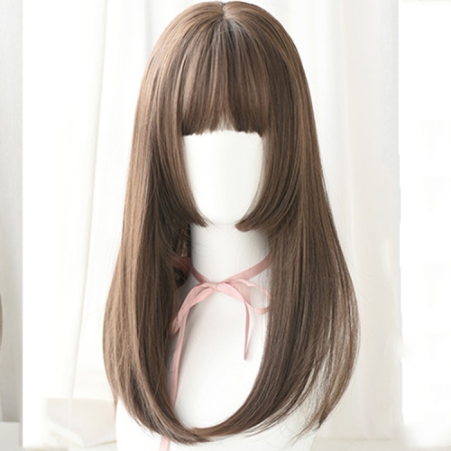 

Wig Female Realistic Chemical Fiber Wig High Temperature Silk Headgear, Colour: Cool Brown