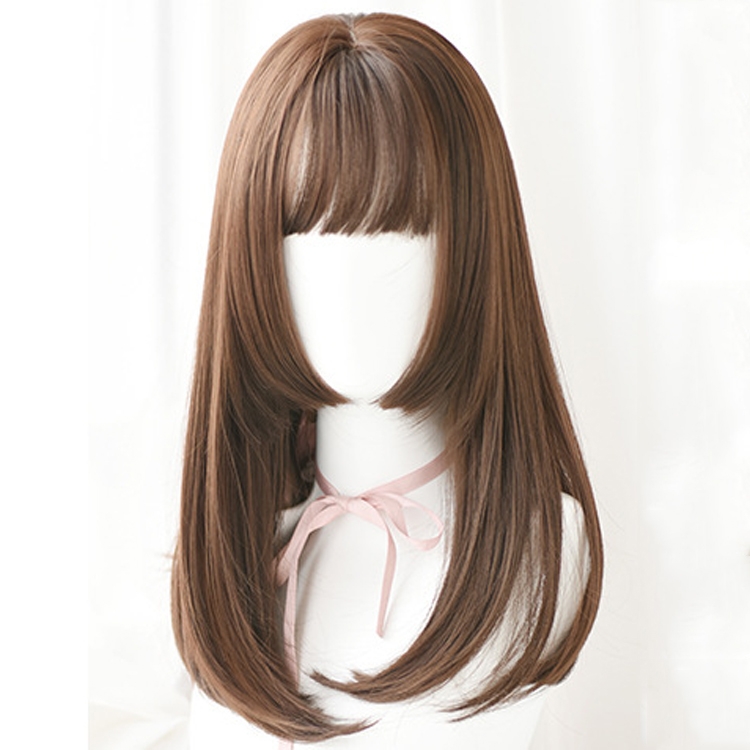

Wig Female Realistic Chemical Fiber Wig High Temperature Silk Headgear, Colour: Chocolate Color