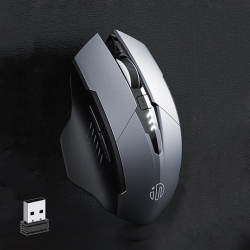 

Inphic PM6 6 Keys 1000/1200/1600 DPI Home Gaming Wireless Mechanical Mouse, Colour: Gray Wireless+Bluetooth 4.0+Bluetooth 5.0