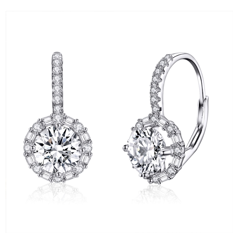 

925 Sterling Silver Zircon Round Drop Earrings