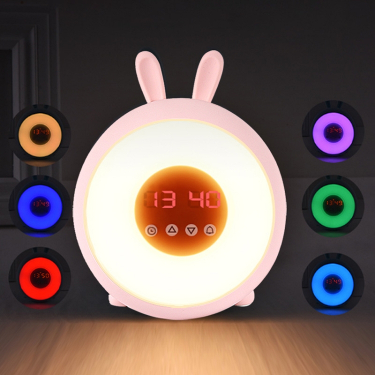 

Creative Cartoon Rabbit Shape Digital LED Smart USB Charging Children Alarm Clock(Pink)