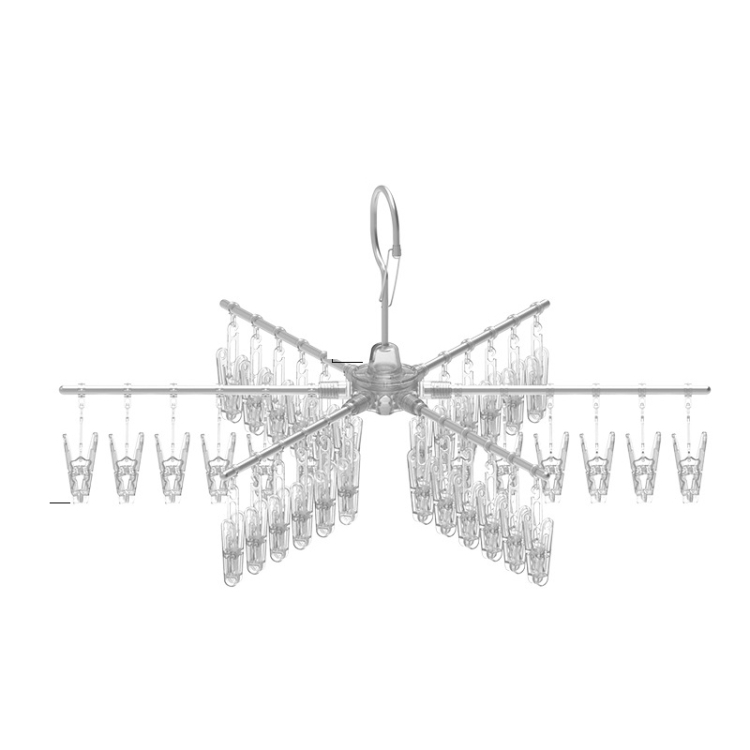 

Silver-6 Poles 36 Clips Multifunctional Aluminum Alloy Household Drying Rack Round Rotating Windproof Socks Rack