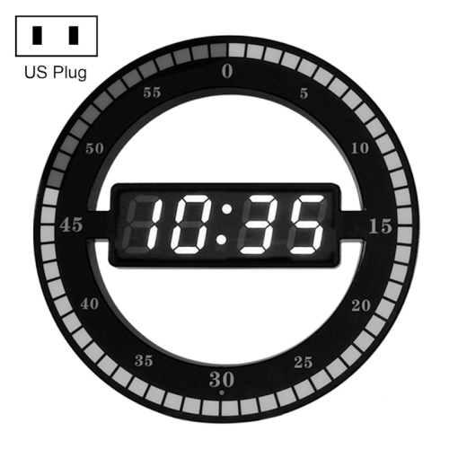 

12 Inch Simple LED Ring Round Clock Mute Digital Electronic Clock, Colour: US Plug