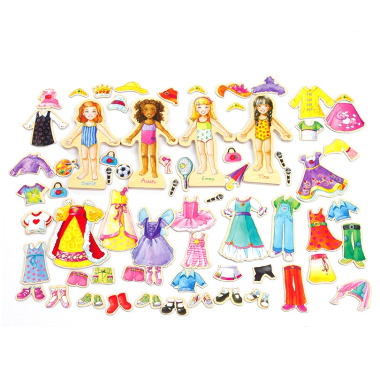 

Girl Cute Magnetic Dressing Educational Toy 63 PCS Play House Wooden Toy(Play Time)