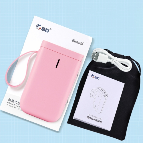 

JingChen D11 Thermal Label Printer Bluetooth Handheld Portable Sticker Mobile Phone Printer, Model: D11 Pink Standard