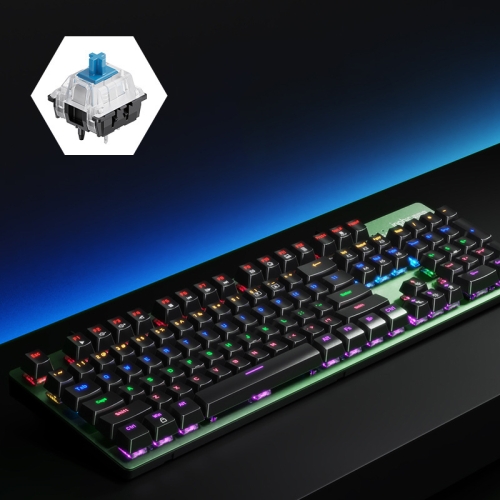 

Inphic V910 Mechanical Metal Wired Keyboard Full-key Non-rush Gaming Keyboard, Cable Length: 1.5m, Colour: Dark Night Green Blue Axis