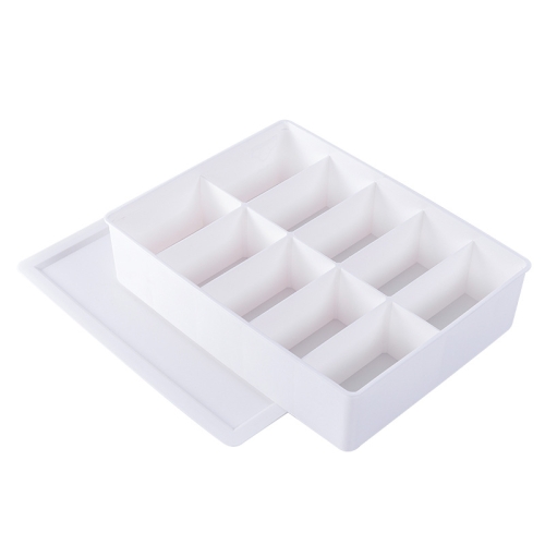 

Clothes Storage Box Plastic Wardrobe Finishing Box 10 Grids + Lid